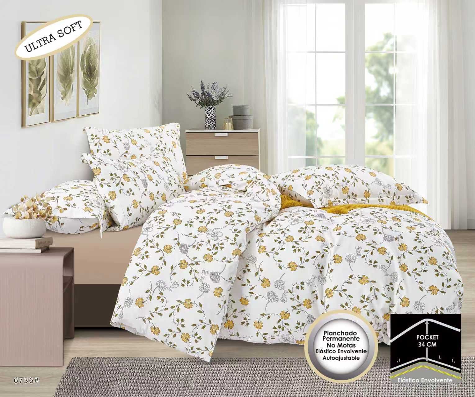 Sábana Estampada Supersoft Golden Garden Harmony🌻Nueva Colección